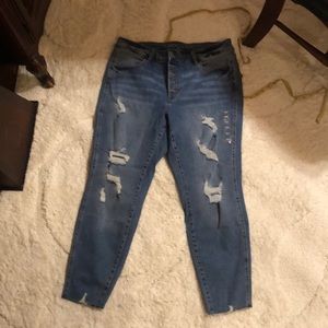 Maurice’s High Rise, Button Fly, Womens Distressed  Skinny Jeans, Short Length